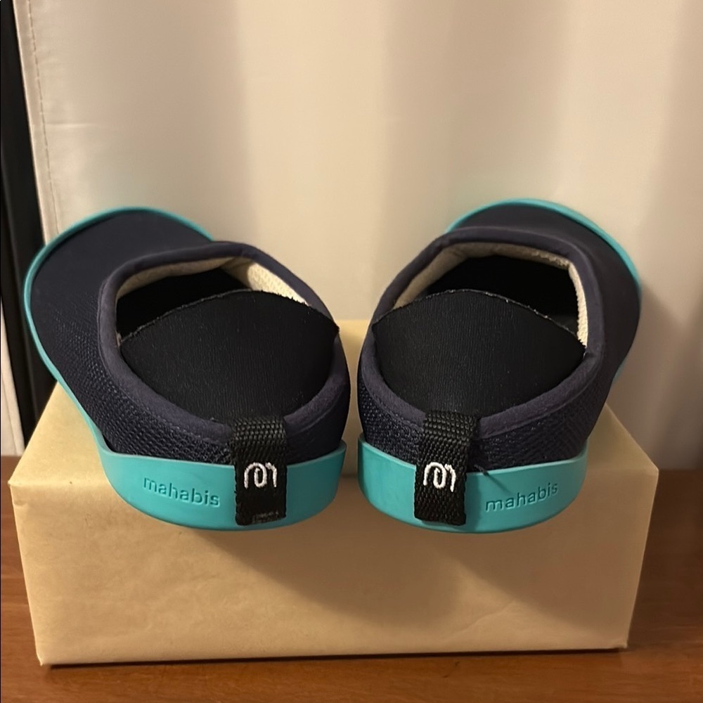 Mahabis Navy and Teal Summer Slip-Ons - Picture 6 of 7